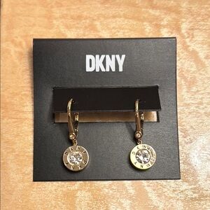 DKNY Gold Earrings with Crystal Accents